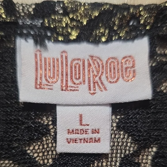LuLaRoe JOY-Black and Gold Lace Vest - Picture 2 of 5